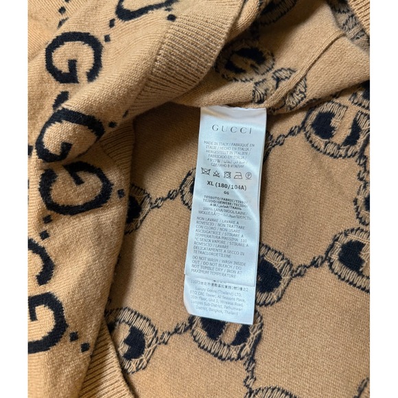 Gucci Wool Jacquard Crewneck Sweater Camel Size XL - Picture 4 of 4